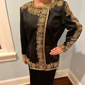 Vintage D'ore by  Della Roufogali Black and Gold 2 pc suit.